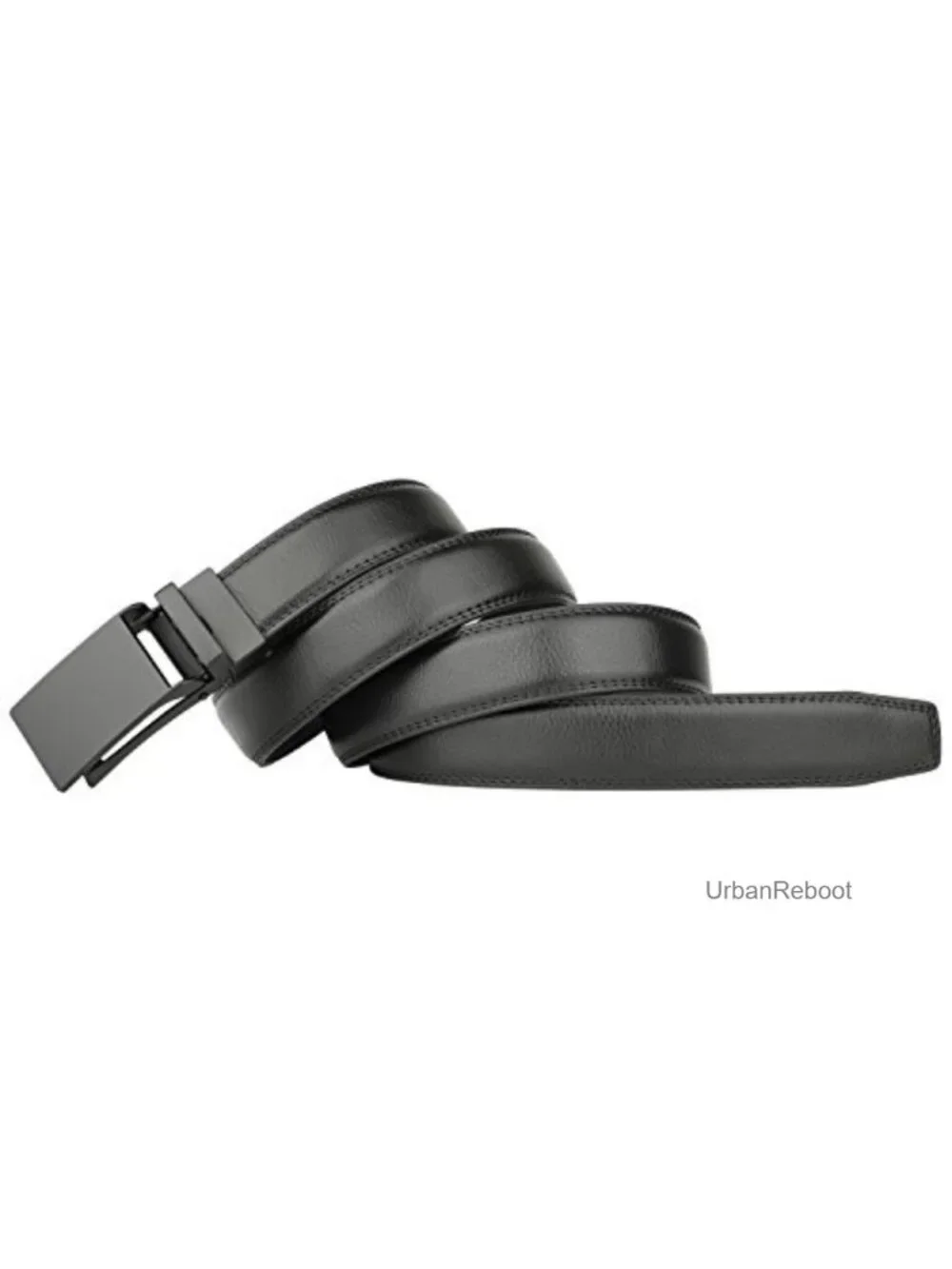 Genuine Leather Ratchet Dress Belt with Automatic Click Buckle